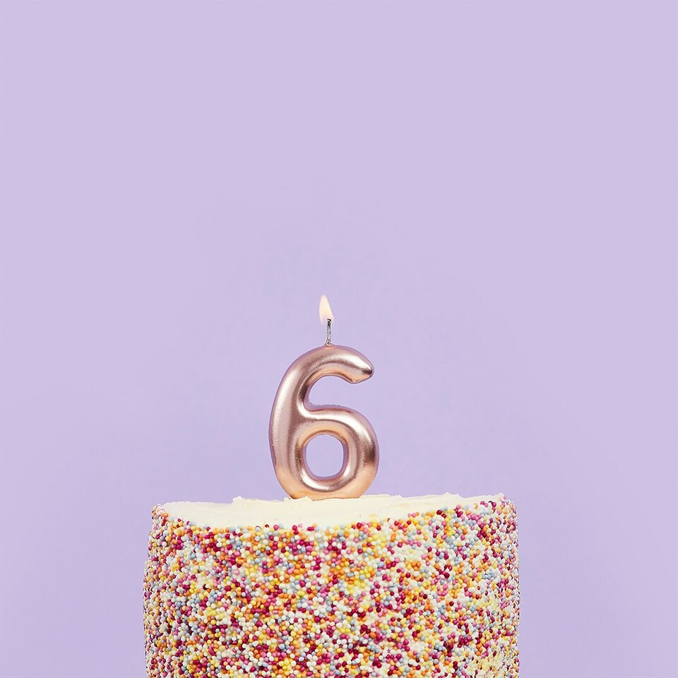 Rose Gold Number '6' Celebration Candle