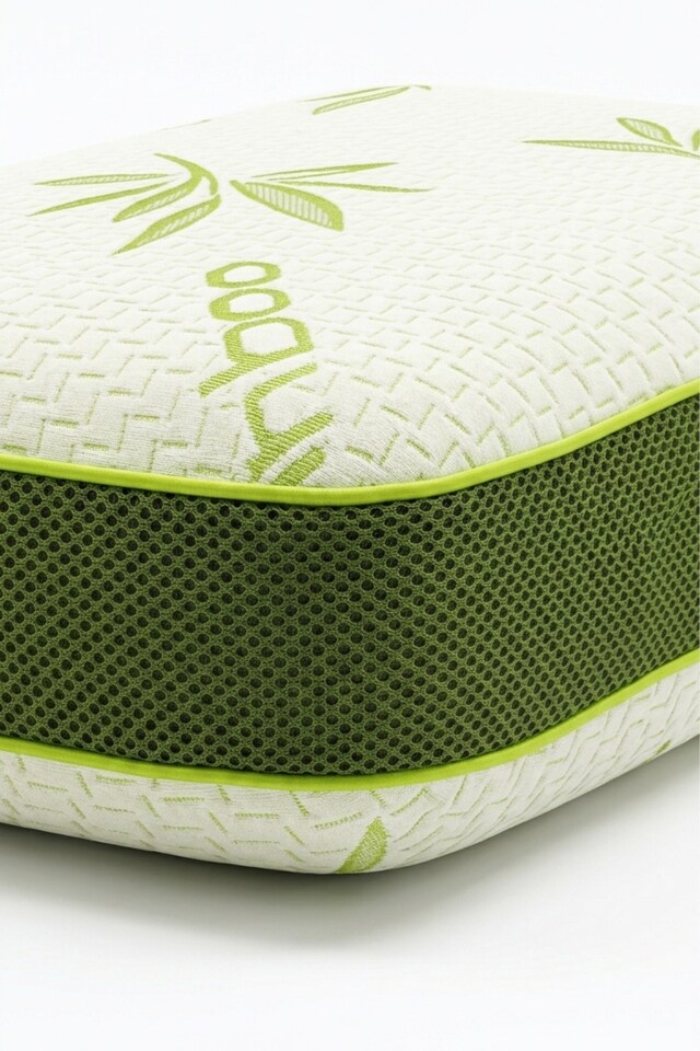 image 1 of Bamboo Orthopaedic Memory Foam Pillow with Air Mesh Sides Neck Support | Cream