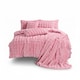 image 1 of Rabbit Faux Fur Teddy Duvet Cover Set Ultra Soft Plush Bedding | Pink | King