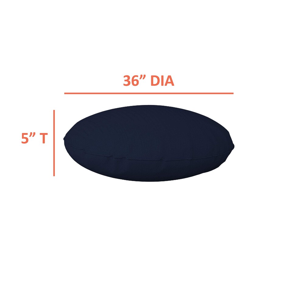 image 1 of Covers&All Round Pillow Cover, Weather & UV Resistant, with Zippers, Round 36in D x 36in W, Navy Blue