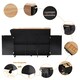image 6 of VILUXE Mobile Kitchen Island with Foldable Worktop, 2 Drawers, Adjustable Shelves, Towel Rail, Wheels and Solid Wood Feet, Black and Natural