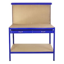 Workbench With Pegboard And Drawer In Blue Blue