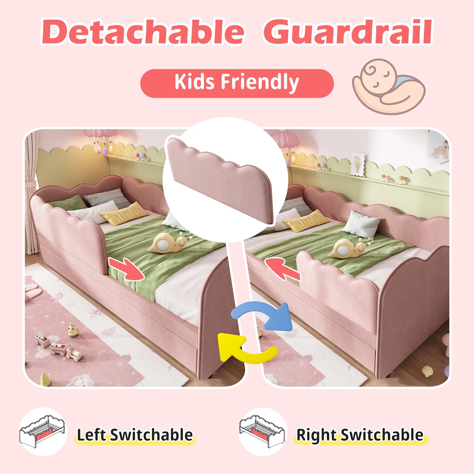 image 1 of 3ft Single Daybed Frame with Slatted Base, Multi-Functional Bed for Adults & Children