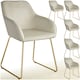 image 1 of Dining Chair Jeane - velvet look, cantilever frame - Set of 6 Cream | Velvet Look Cream/Gold