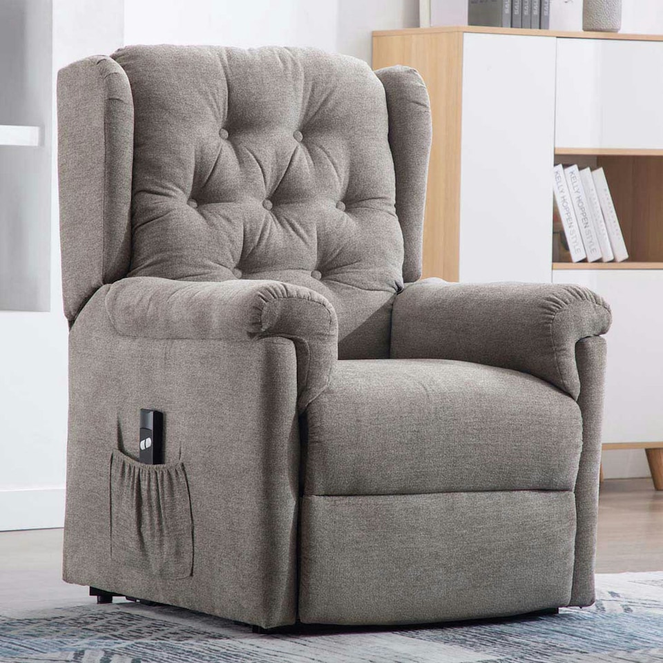 image 1 of Barnsley Fabric Electric Single Motor Rise Recliner Mobility Armchair (Brown)