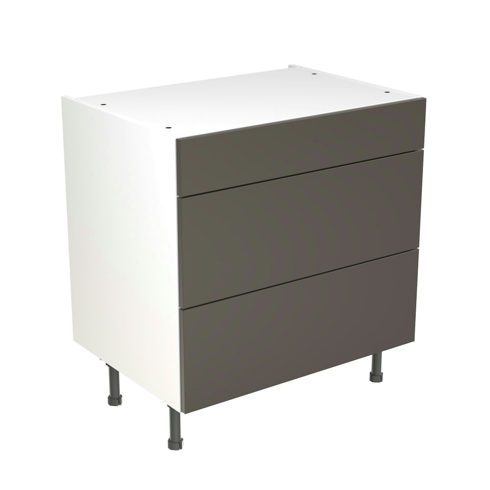 image 1 of 3 Drawer Base Unit 800mm w/ Slab Cabinet Door - Ultra Matt Graphite Grey | Ultra Matt Graphite
