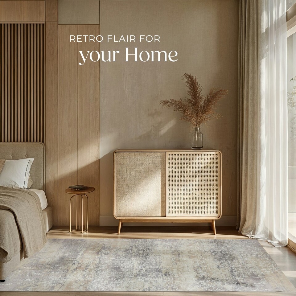 image 1 of Washable Rug Dalia - various sizes, faded pattern, easy-care short pile, non-slip Cream | 274 x 200 cm