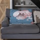 image 2 of Pink Flowers On Blue Blanket | Multi