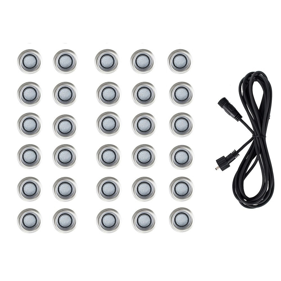 image 1 of ValueLights Decking Lights 30 Pack Silver Outdoor Decking Light