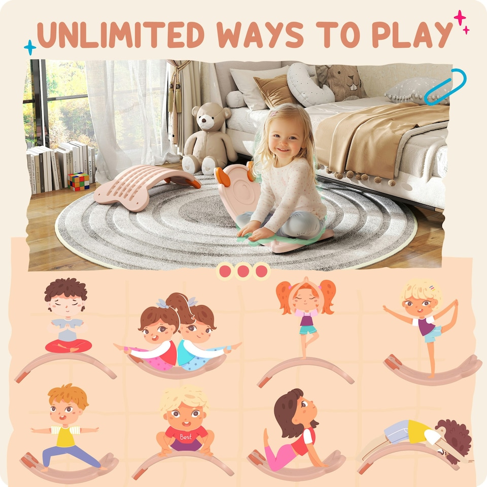 image 1 of AIYAPLAY Balance Board for Kids Balance Training & Sensory Play, Pink