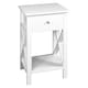 image 1 of Wooden 1-Drawer Bedside Sofa Side End Table X-Frame Nightstand with Storage Shelf | White | 1 White | 1