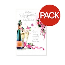 Simon Elvin Flowers Engagement Greetings Card (Pack of 6) - Multicoloured - One Size