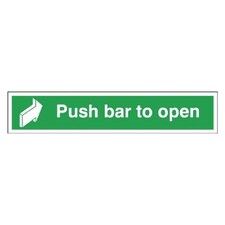 Safety Sign Push Bar to Open 75x600mm Self-Adhesive