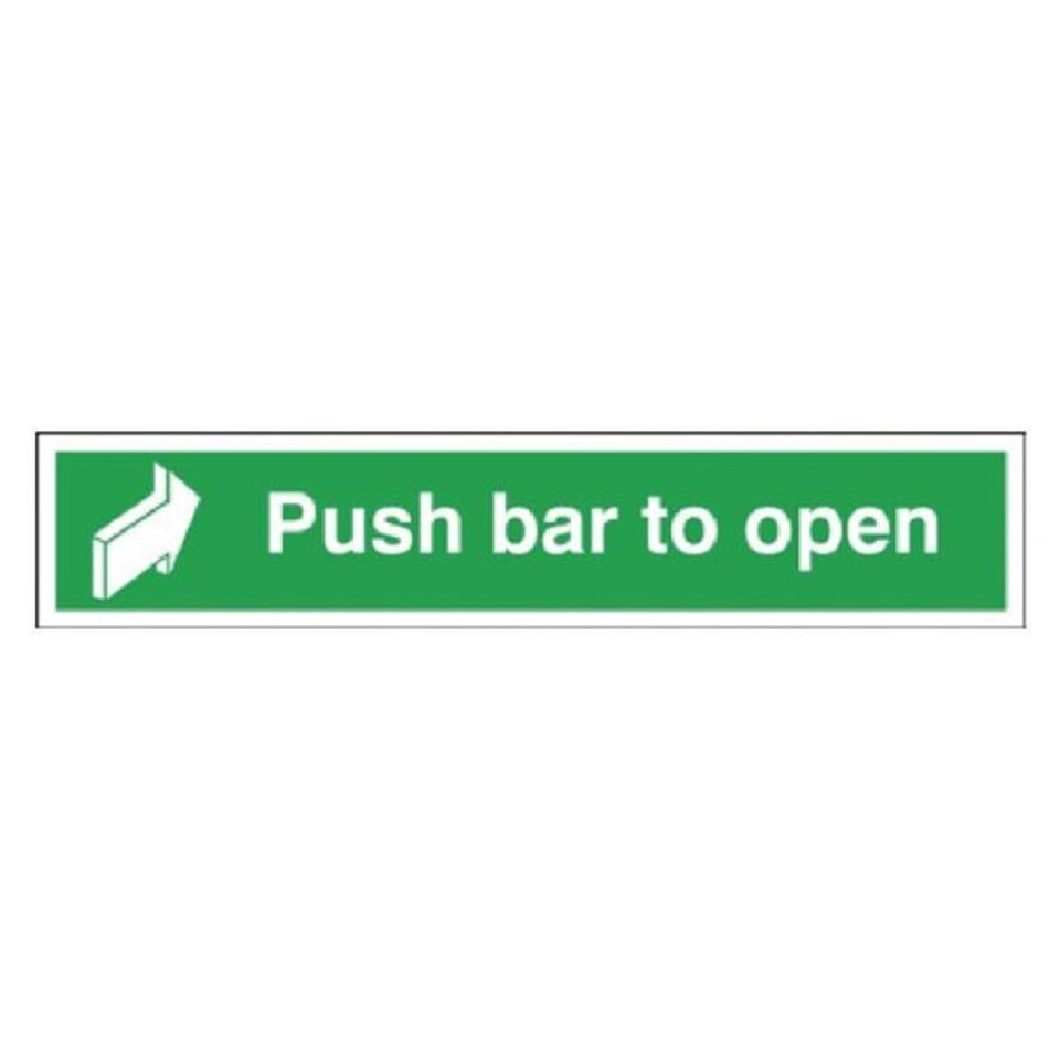 Safety Sign Push Bar to Open 75x600mm Self-Adhesive