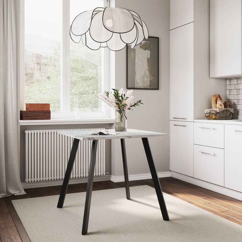 image 1 of 80cm Square Dining Table with Flat Metal Legs | White | 1
