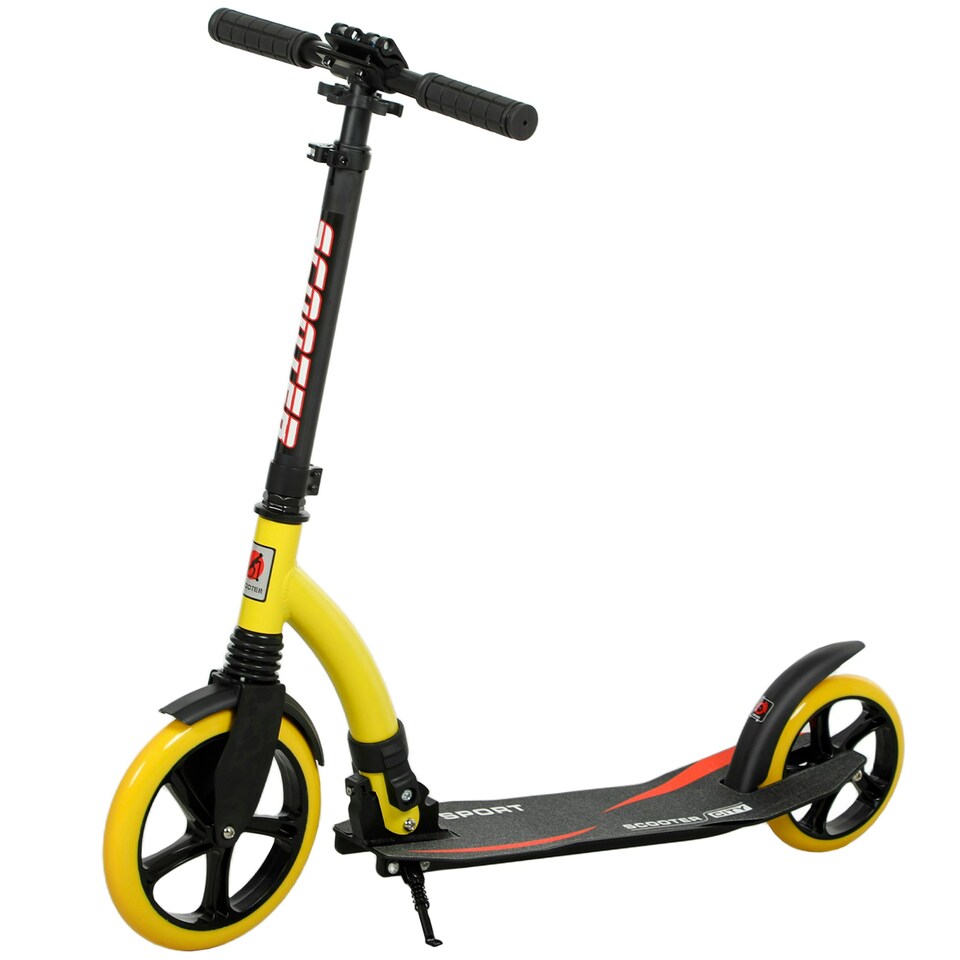 image 1 of HOMCOM Teens Adult Kick Scooter Foldable Adjust Aluminium For 14+ Yellow Yellow