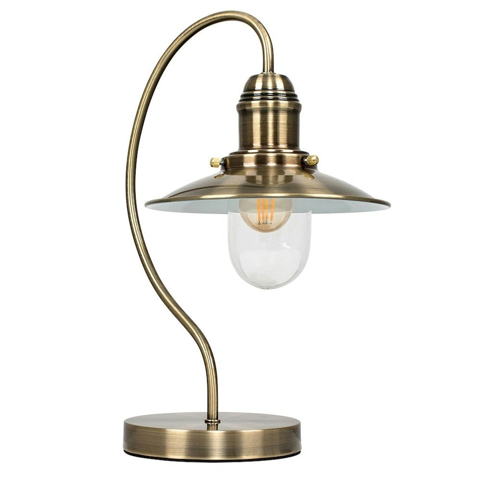 image 1 of ValueLights Ukai Dimmable Brushed Gold Table Lamp and E14 Candle LED 5W Warm White 3000K Bulb Gold