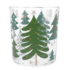 Gisela Graham Christmas Tree Glass Candle Holder - 10 x 8.8 cm