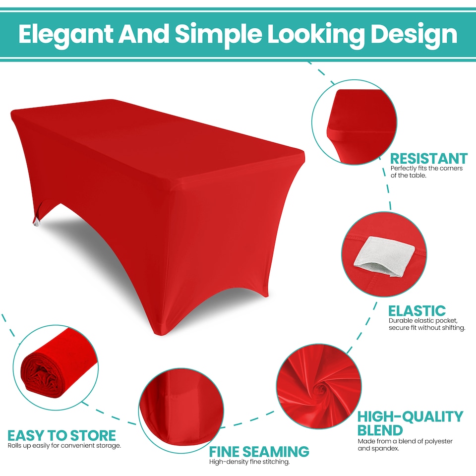 image 1 of 6FT Spandex Tablecloth Tight, Fitted Rectangular Patio Table Cover - 1pc