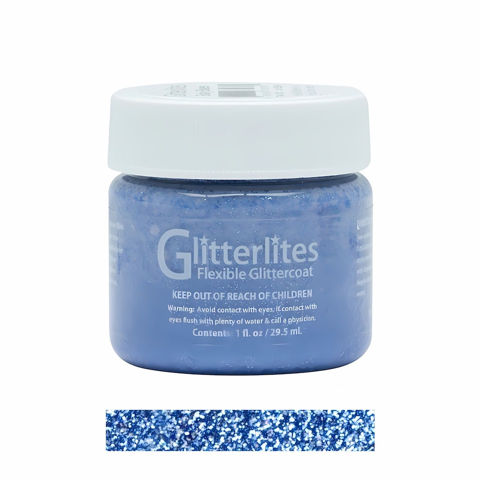 image 1 of Angelus Glitterlites Paint - Sparkling Glitter Effects for Leather 1oz | Black | Baby Blue