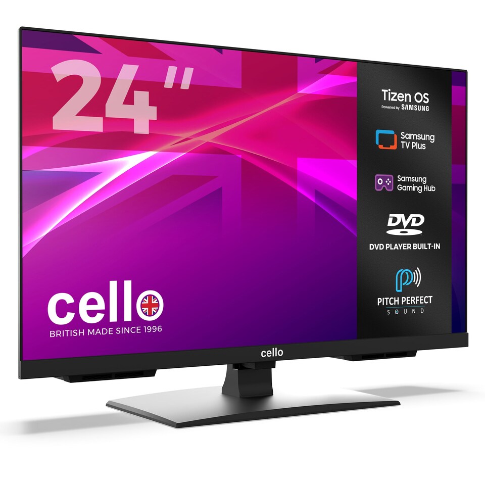 image 1 of Cello 24 inch Smart Samsung Plus TV with DVD Player | Black | Black | 24" | 1