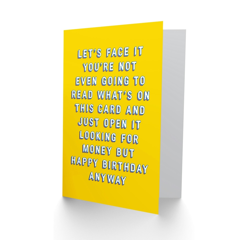 image 1 of Looking Money Won't Read Child Kids Joke Funny Birthday Card