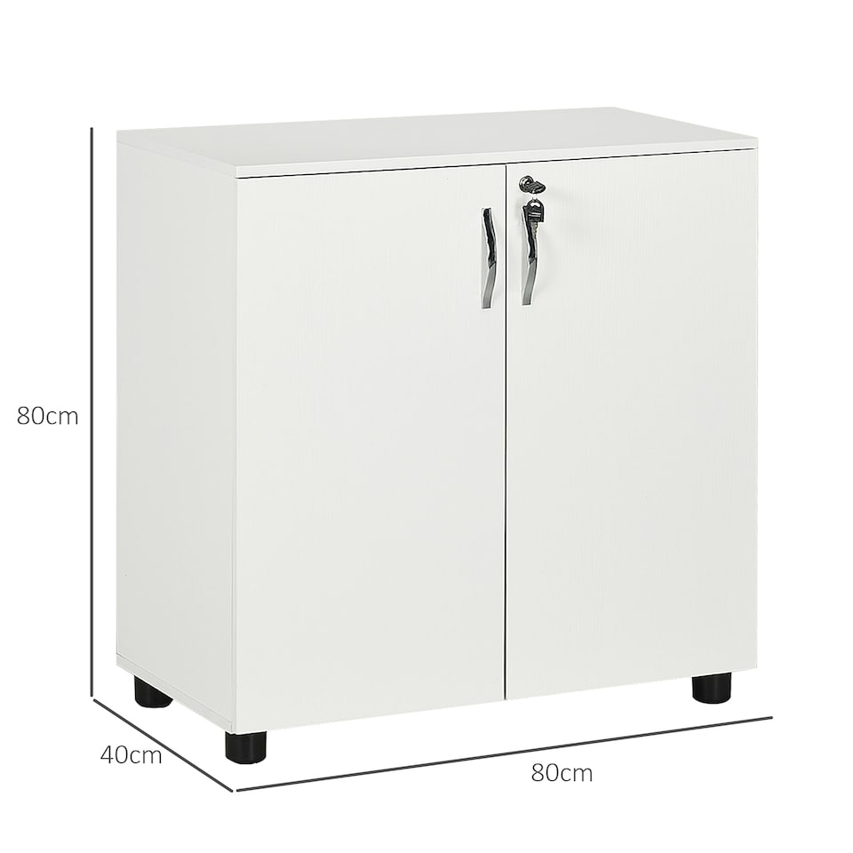image 1 of Vinsetto 2-Tier Locking Filing Cabinet Office Storage Cabinet, White