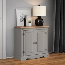 Mercers Furniture Corona Grey Painted Wax 2 Door Cupboard Sideboard Solid Wood Pine Wooden with Mexican Styling