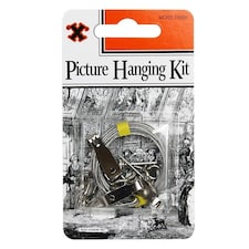 X Picture Hanging Kit Nickel Plated 4 Hooks / 3m Wire Blister Pack - One Colour - One Size