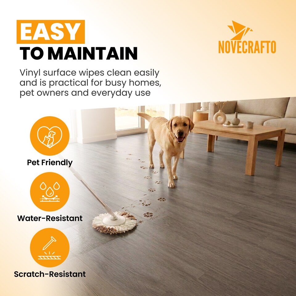 image 1 of Self Adhesive Floor Planks | 5.9x35.9in (91.4x15.2cm) Each | Peel & Stick Vinyl Flooring | Grey Wood Effect | Easy DIY | Stick On Tiles for Home Floors | Grey | 2.78 sqm