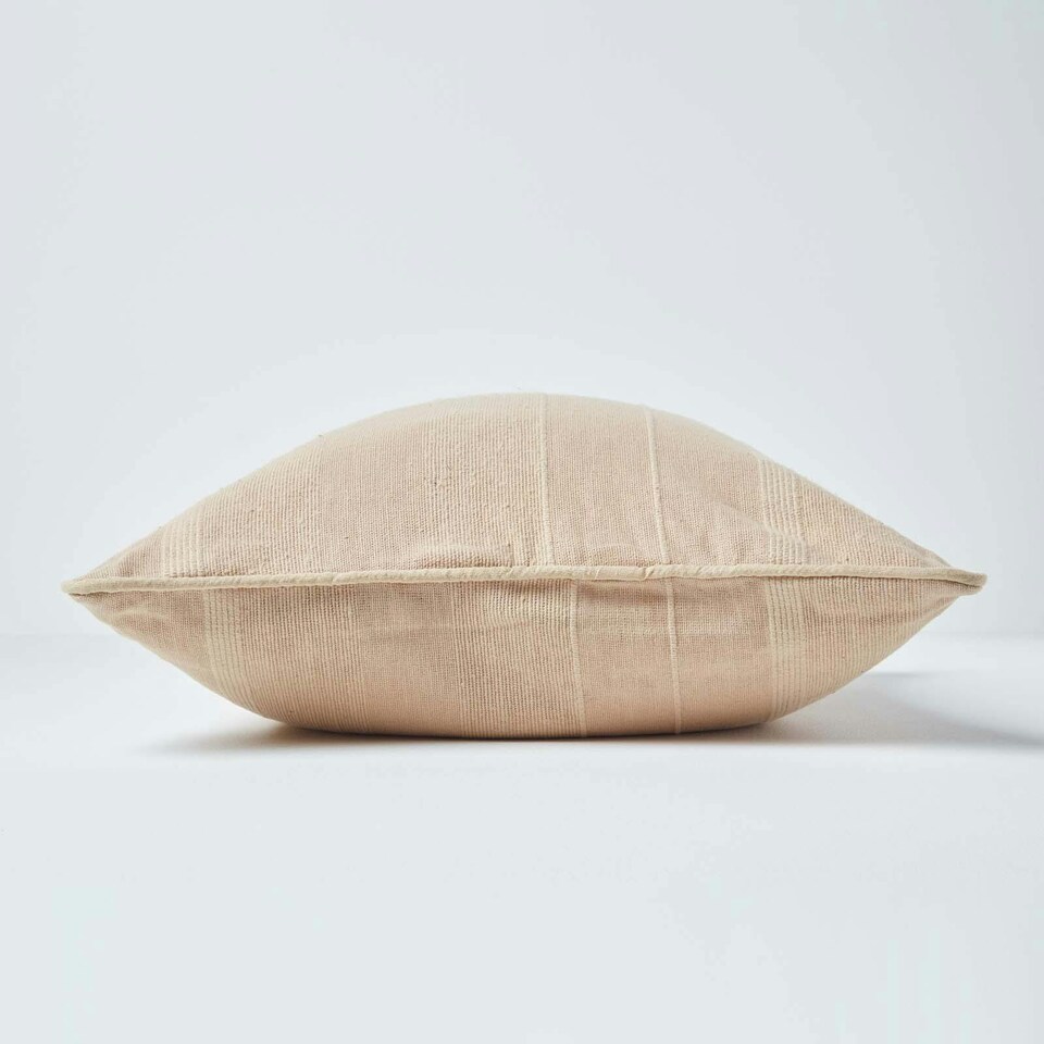 image 1 of Homescapes Cotton Rajput Ribbed Beige Cushion Cover - 45 x 45 cm | Cream | Beige | 45 x 45 cm