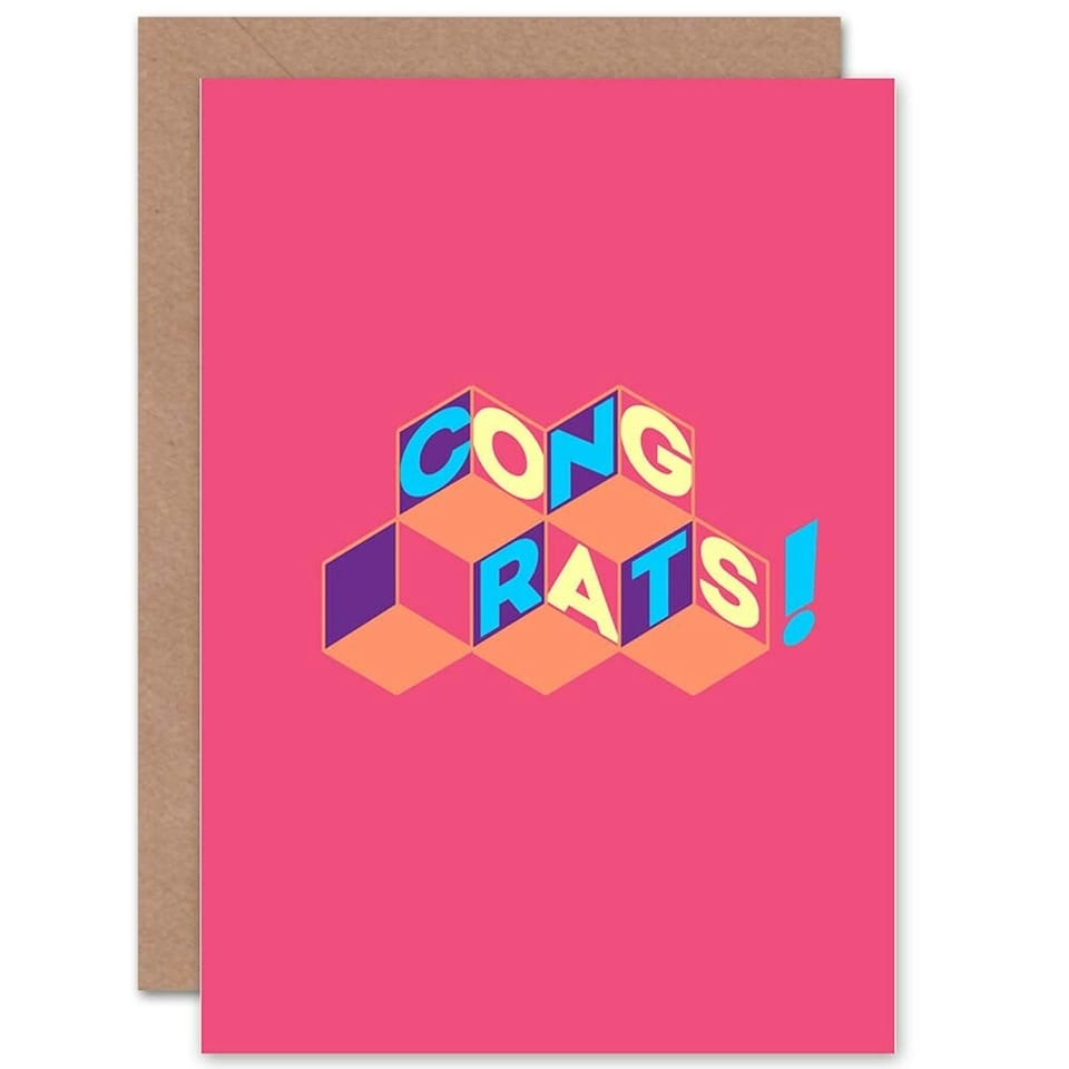 image 1 of Congrats Blocks Pink Congratulations Card
