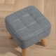 image 8 of HOMCOM Modern Tufted Footstool, Fabric Foot Stool with Rubber Wood Legs, Padded Seat, for Living Room, Bedroom, Entryway, Grey | Grey