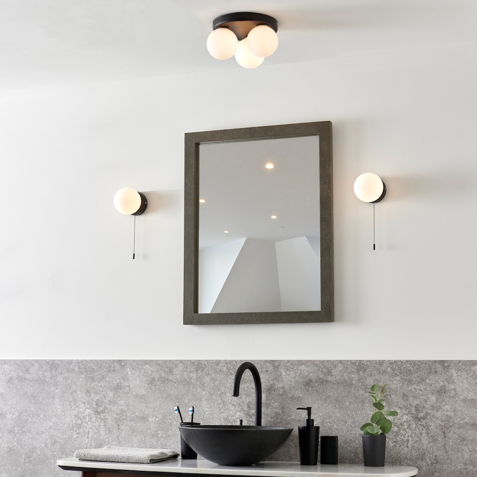 image 1 of Toronto 3 Light IP44 Flush Matte Black Ceiling Light