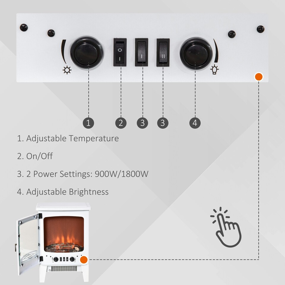 image 1 of HOMCOM Freestanding Electric Fireplace Stove Heater