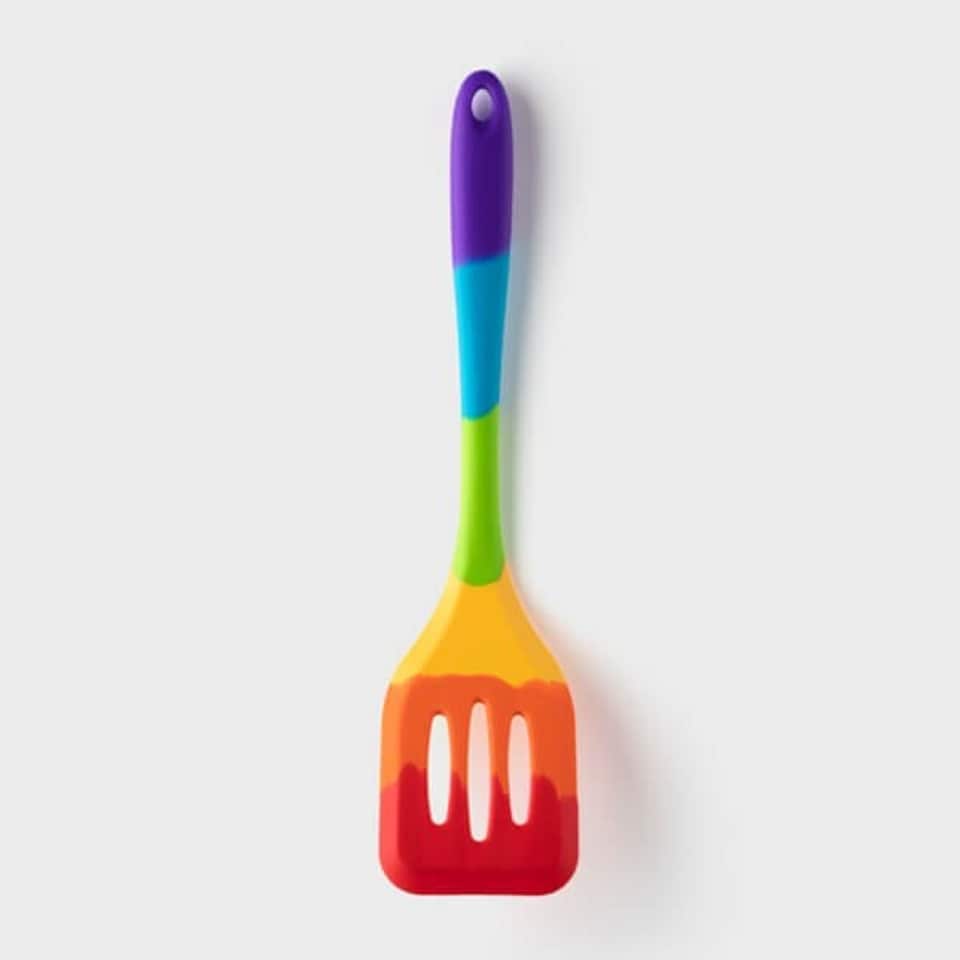 image 1 of Taylor's Eye Witness Rainbow Silicone Slotted Turner