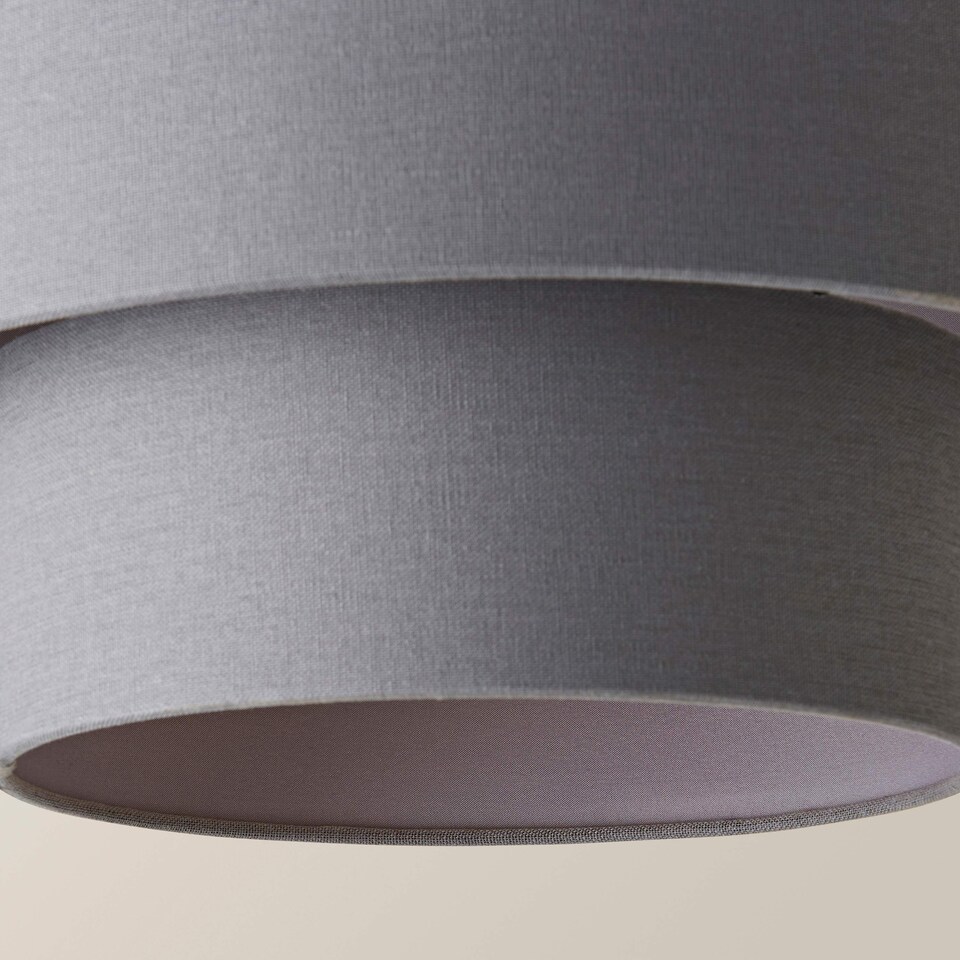 image 1 of ValueLights Jodie Two Tier Grey Linen Ceiling Drum Lamp Shade | Grey