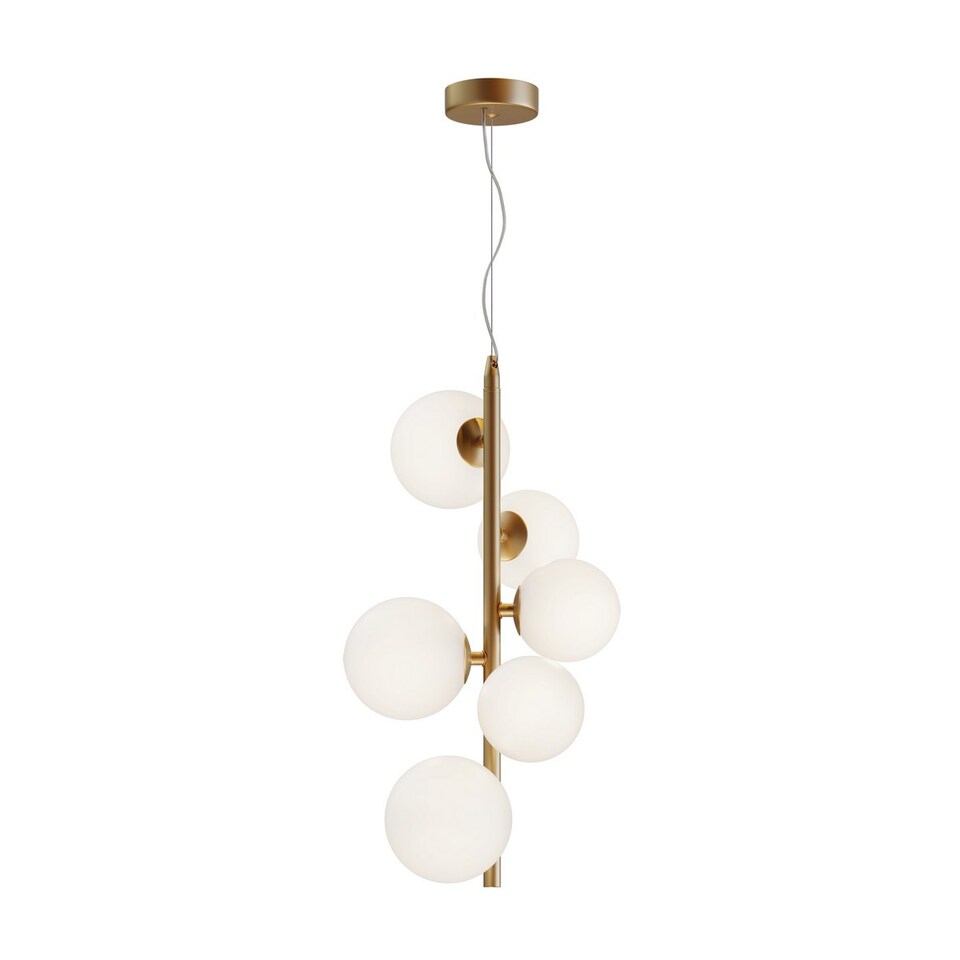 image 1 of Maytoni Dallas Modern 6 Light Globe Pendant Ceiling Light Gold, Matte White Shade, G9