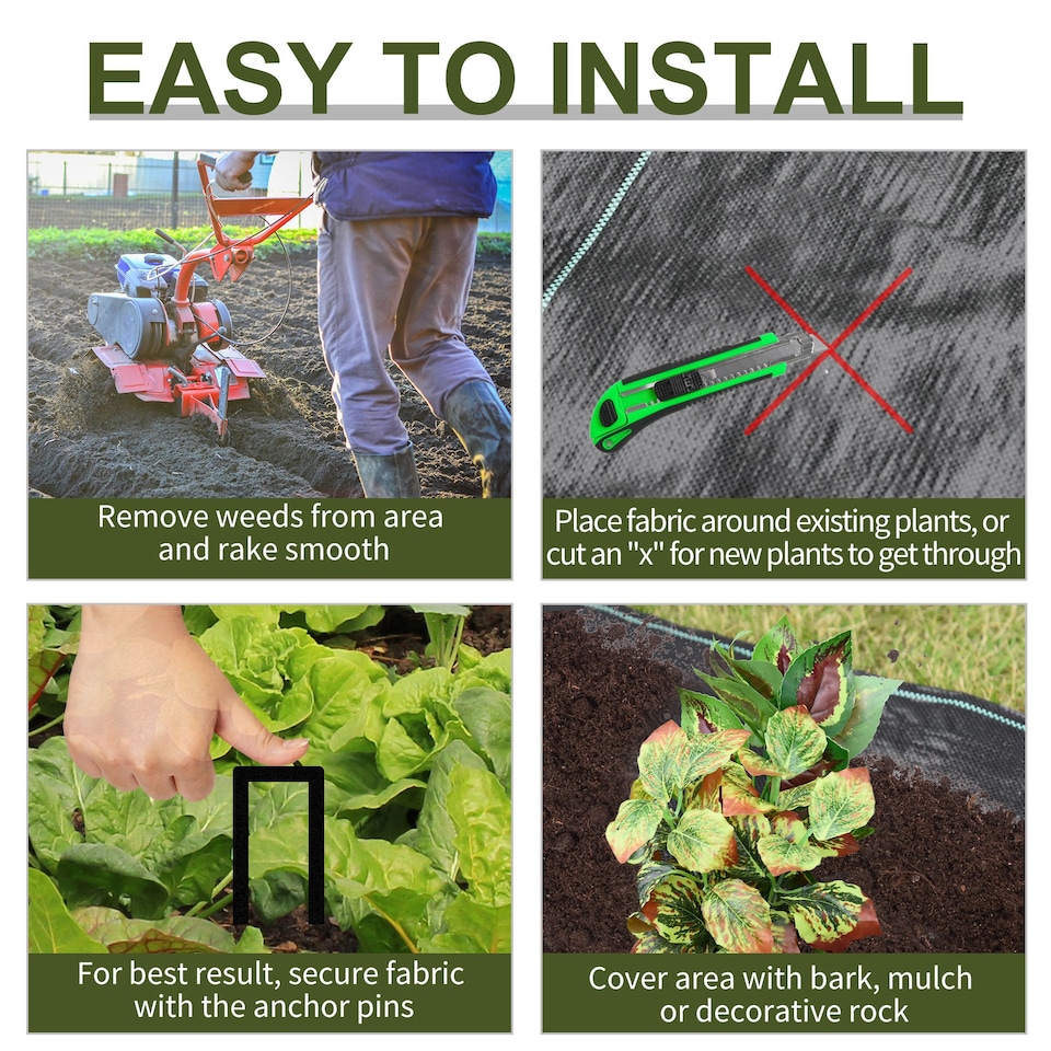 image 1 of Outsunny 2x50m Weed Barrier Fabric Durable Convenient Design Weed Block Mat
