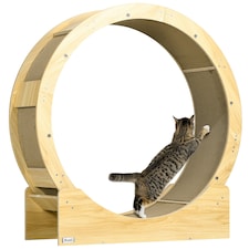 PawHut Cat Treadmill with Brake, Scratching Pads for Indoor Cats, Oak Tone