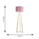 image 4 of ValueLights Lottie Natural Wood Tripod Floor Lamp Blush Pink Velvet Shade and Bulb
