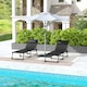 image 2 of Outsunny 2 Pcs Folding Beach Chair Chaise Lounge 4 Adjustable Positions, Black