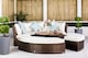 image 3 of 2-in-1 Round Rattan Garden Sofa with Daybed + Height Adjustable Table | Brown | Brown