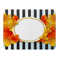 Orange& Red Autumn Leaves on Black Stripes (Blanket)