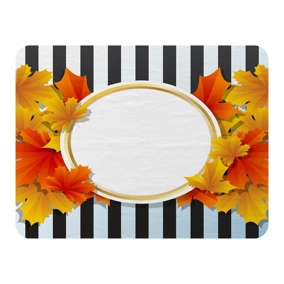 image 1 of Orange& Red Autumn Leaves on Black Stripes (Blanket)