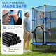 image 3 of HOMCOM 4.6FT Kids Trampoline with Safety Enclosure for Ages 3-10 Years | Blue | Blue