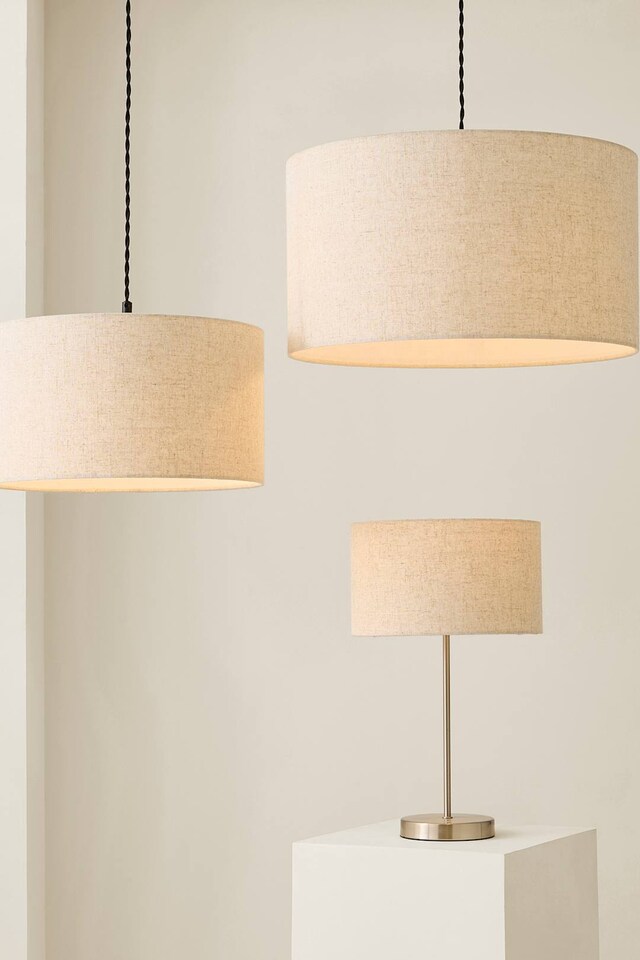 image 1 of ValueLights Reni Medium Fabric Linen Easy Fit Pendant Lamp Shade