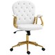 image 1 of Vinsetto Home Office Chair Button Tufted Desk Chair with Swivel Wheels White