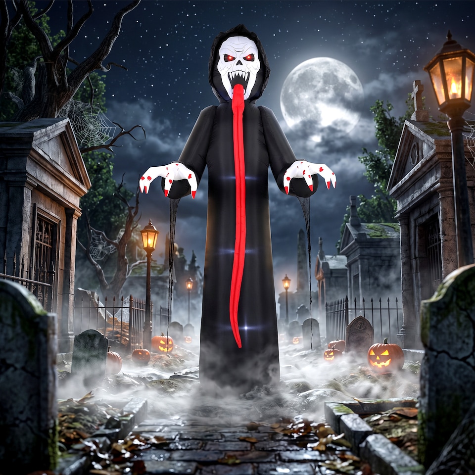 image 1 of Outsunny 10 FT Halloween Inflatable Skeleton with Built-in LED Lights