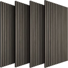 Acoustic Wall Panels with Wood Veneer Slats, Thick Felt and Easy to Install | Grey | oak gray | 120 x 60 x 120 cm | 4
